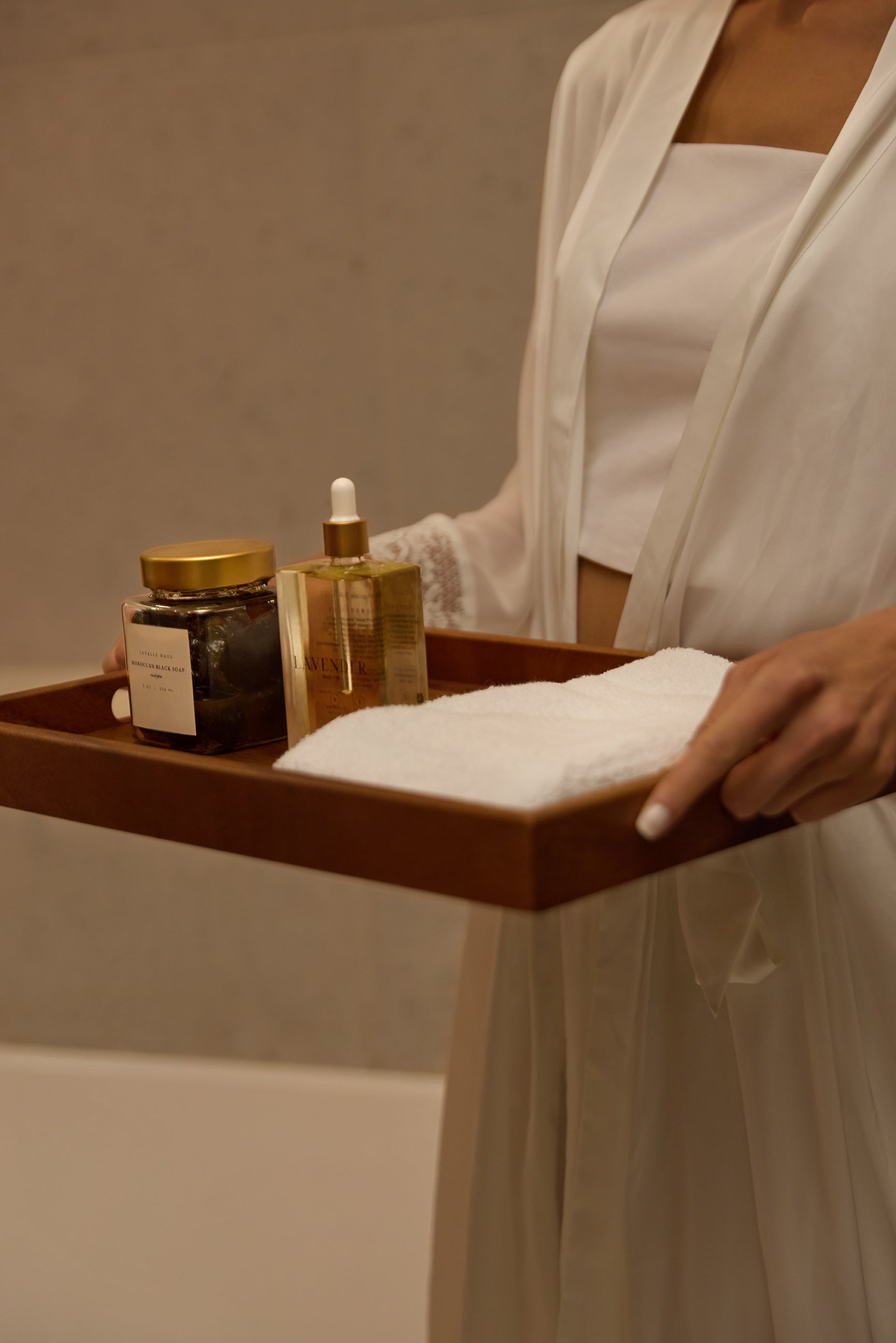 The Body Care Collection&mdash;Lavender Body Oil, Moroccan Black Soap, and Bath Salts